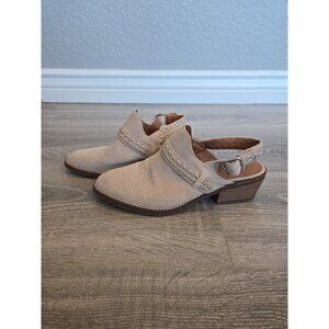 Lucky brand feyn suede light tan clog womans sz‎ 6.5